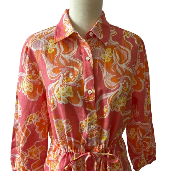 J MCLAUGHLIN FOLEY MIDI DRESS NWT S LINEN COTTON TRINIDAD ABSTRACT PARTY SUMMER - Picture 3 of 12